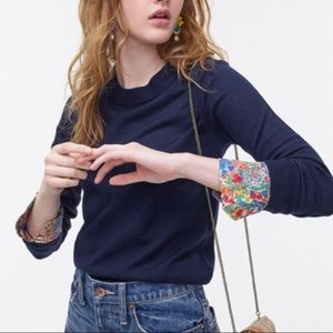 J.Crew Tippi Sweater with Liberty Print Cuffs